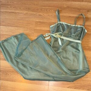 Y2K Bari Jay Chiffon Green Lined Long Formal Prom Dress SZ 10 made in USA